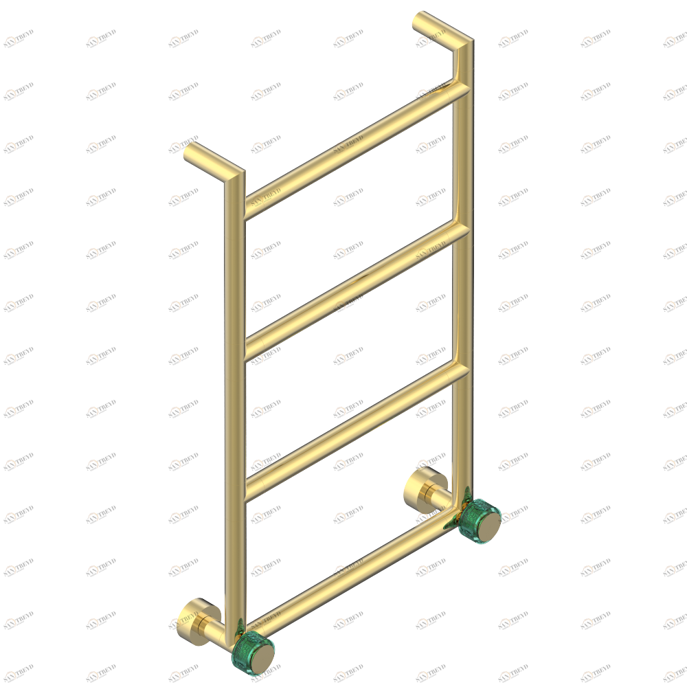 U5B-TWR4H2 Полотенцесушитель Современный круглый, 4 перекладины, 533 мм x 867 мм, водяной, с 2 декоративными крестовыми рукоятками Thg-paris Island Золото U5B-TWR4H2 CAT.F