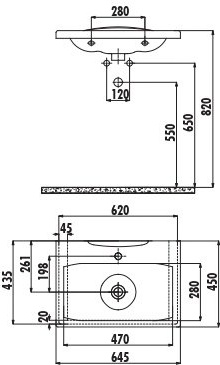 LN165-00CB00E-0000 Раковина LN165 мебельная (45*65см) Creavit  - Вид №1