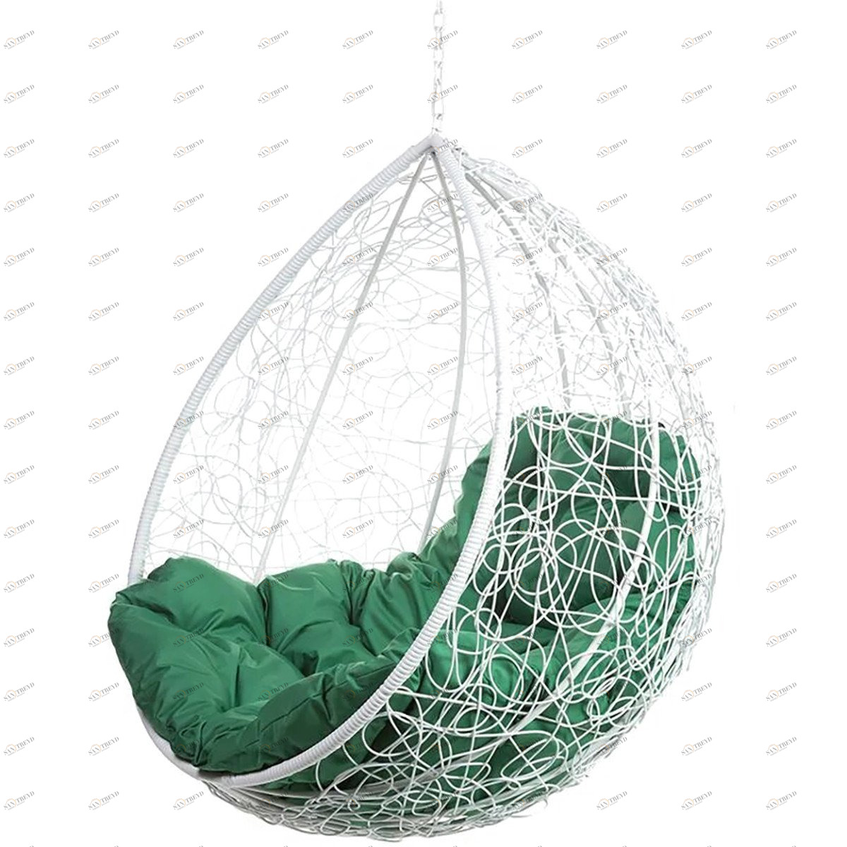 Подвесное кресло в виде капли белое с зеленой подушкой Tropica White BS BIGARDEN  00-3974111 Белый 