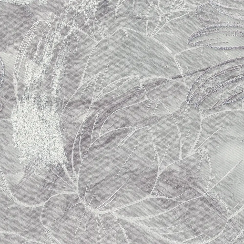 Московская обойная фабрика Ривьера: флизелиновые обои графитового оттенка с растительным орнаментом 89390786 STLM-1571298 - Вид №1