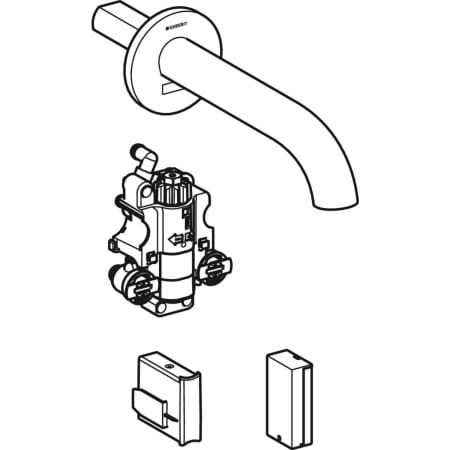 116.284.21.1 Смеситель для раковины Geberit Piave, настенный монтаж, питание от батарей, с функциональным блоком для скрытого монтажа Geberit  - Вид №7