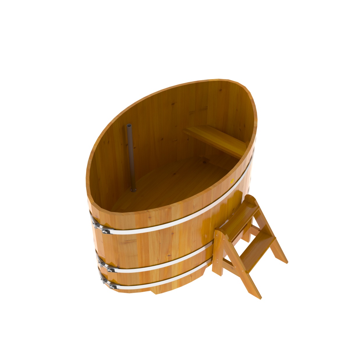 2286 Купель овальная из лиственницы Рустик 1,08х1,75х1,0 натуральная Alyarus  - Вид №2