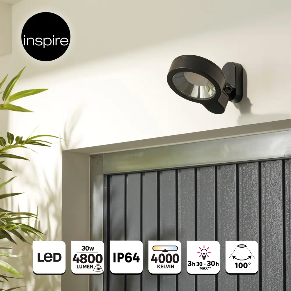 Прожектор светодиодный уличный SMD Inspire «Foggy» 30 Вт 6500К IP44 регулируемый белый свет 84693014 STLM-2059607  - Вид №15