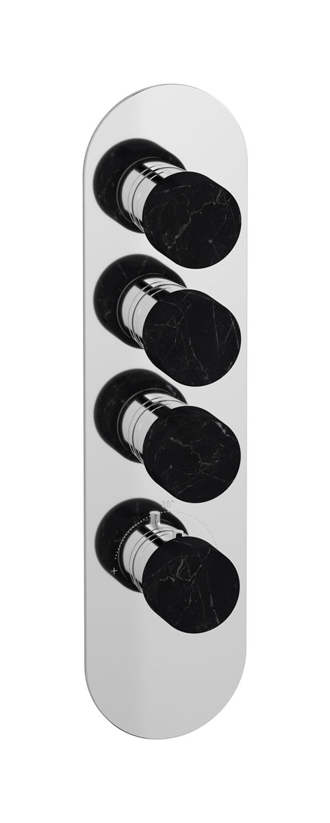 Комплект наружных частей термостата на 3 потребителей - вертикальная овальная панель с ручками Marmo WE ARE IB eua312ccnmr_2 Chrome Aqua