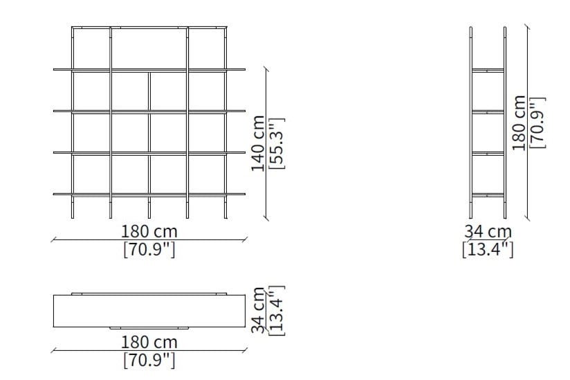 Двухсторонний самонесущий книжный шкаф Frigerio ARCH-00025024 - Вид №5