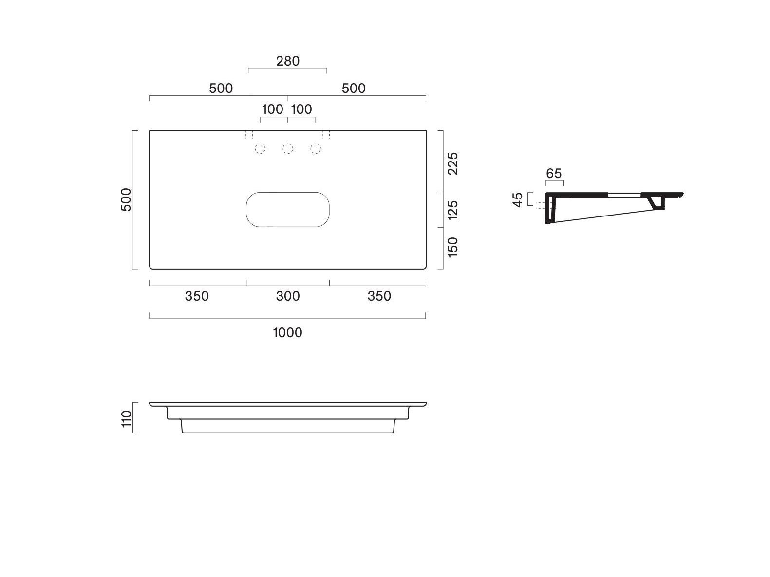 Керамическая столешница для умывальника CERAMICA CATALANO CERAMIC TOP 100x50 ARCH-00020611 - Вид №4
