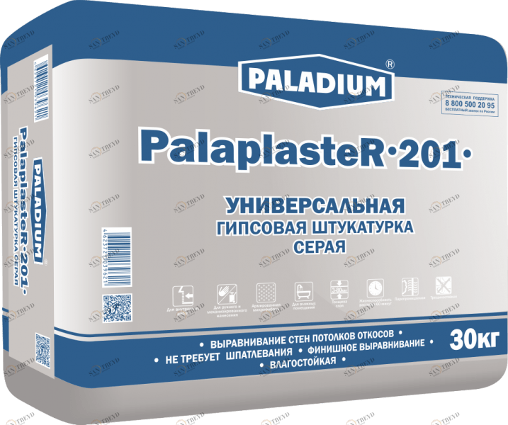 PL-201S Штукатурка гипсовая СЕРАЯ PalaplasteR-201, 30 кг Paladium 