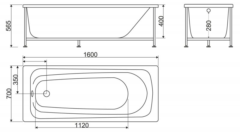 Акриловая ванна BelBagno BB102-160-70  - Вид №3