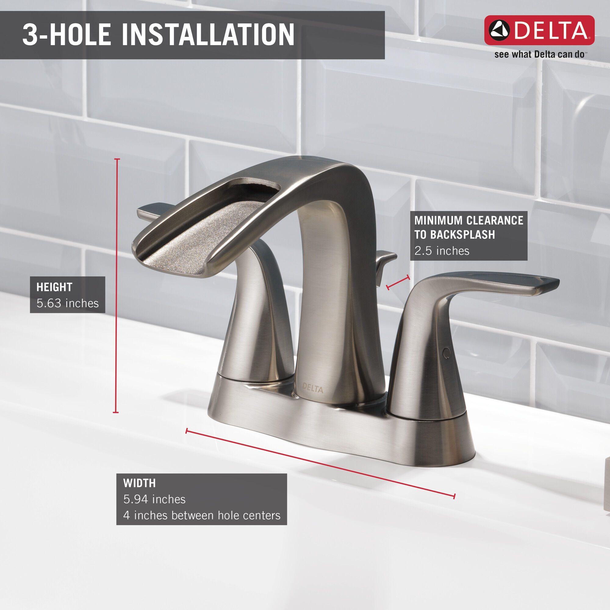 25724LF-SS-ECO Смеситель для ванной комнаты с двумя ручками Delta Faucet Tolva Нержавеющая сталь  - Вид №2