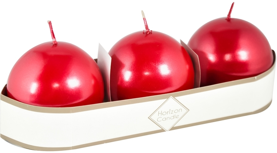 91017979 Свеча Horizon Candles шар d 60 мм 3 шт/уп красная металлик STLM-0443373 MIR LIGHT