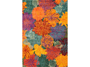 Прямоугольный шерстяной цветочный ковер