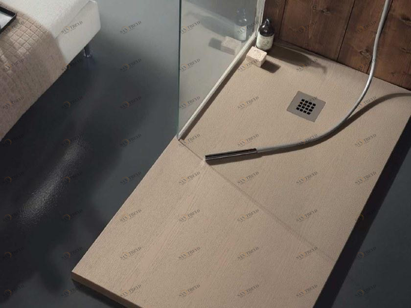 TAMANACO Прямоугольный душевой поддон из мраморной смолы с имитацией дерева sun-id-1380389