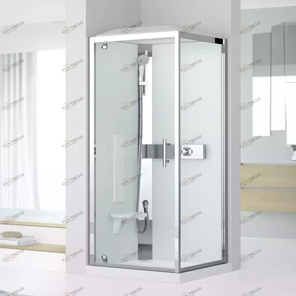 Novellini. Душевая кабина термостатическая 80x80 GF80 STANDARD с низким душевым поддоном, серебристым профилем и крышей GLAX 3 GL3GF80TT1B