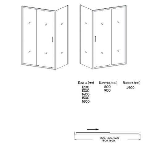 Orange E23-14090TCR Душевой уголок без поддона с раздвижной дверкой. Цвет хром прозрачный sun-id-1517271 - Вид №3