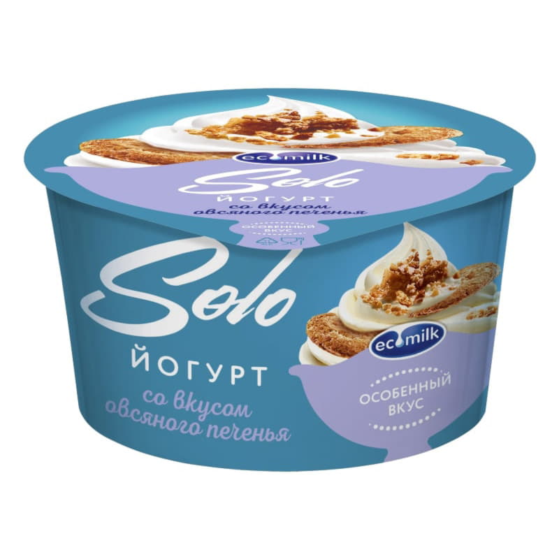 Йогурт со вкусом овсяного печенья 5% Экомилк Solo 130 г БЗМЖ Santreyd 21141 - Вид №1
