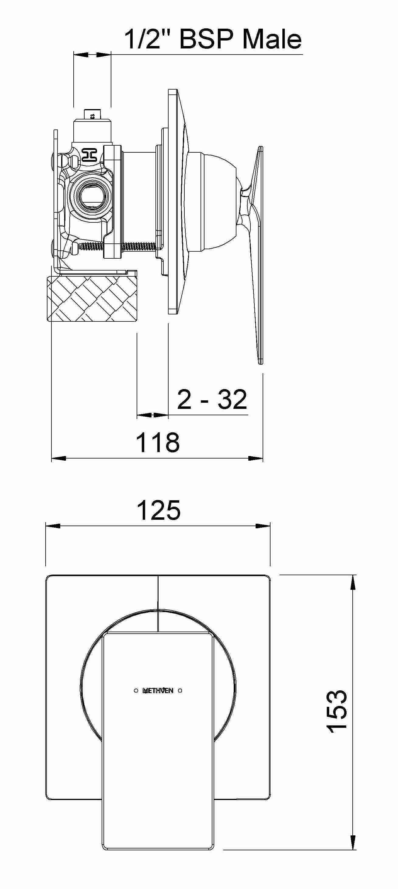 SFAPS2CP Смеситель для душа Surface с Fastflow II Methven - Вид №1