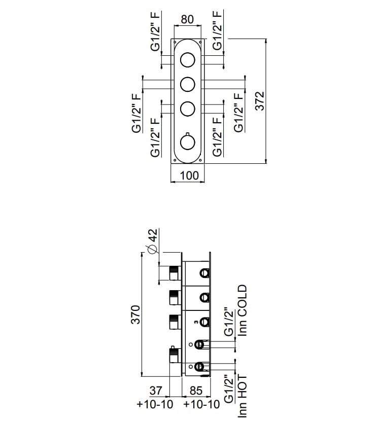 Встраиваемый термостатический смеситель для душа CARIMALI Q-TIME ARCH-00078866 - Вид №2