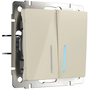 Выключатель Werkel двухклавишный с подсветкой, цвет слоновая кость 85539933