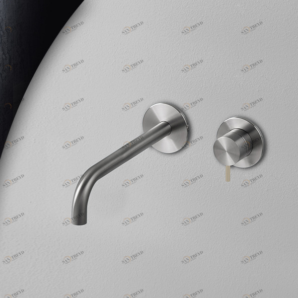 Смеситель для раковины сталь матовая с бежевой ручкой Toki Radomonte TKI19SCIL28