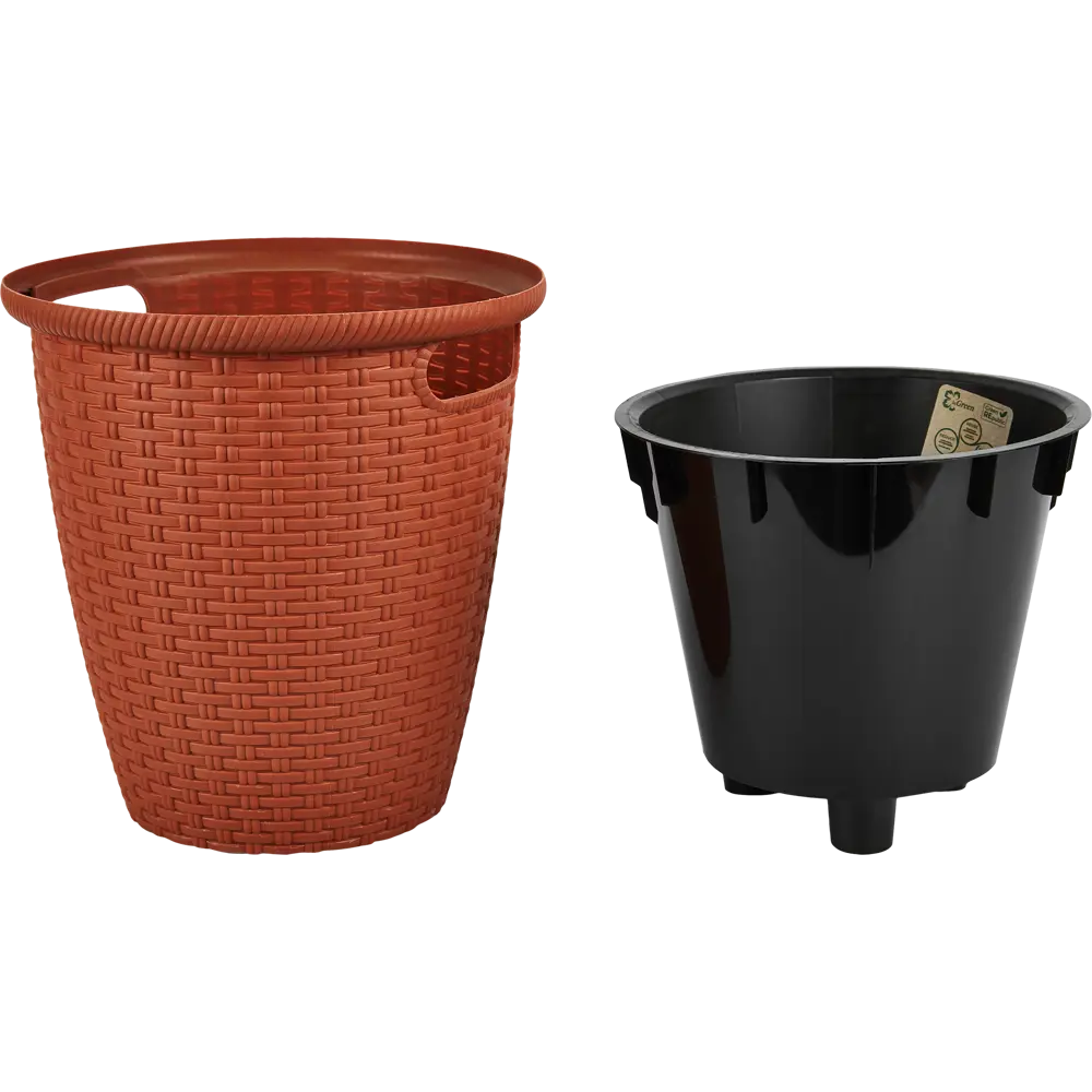 Кашпо для цветов Ingreen Rattan ø26.6 h27.5 см v10 л пластик терракотовый 85114201 STLM-2126634  - Вид №1