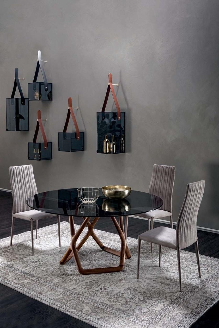 Tonin Casa Круглый стеклянный стол с основанием из массива ореха  T8097  - Вид №2