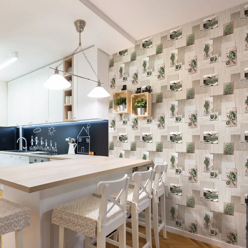 Виниловые обои АНТУРАЖ Mint с текстурой дерева, бежевые 83411468 STLM-0041099 - Вид №2