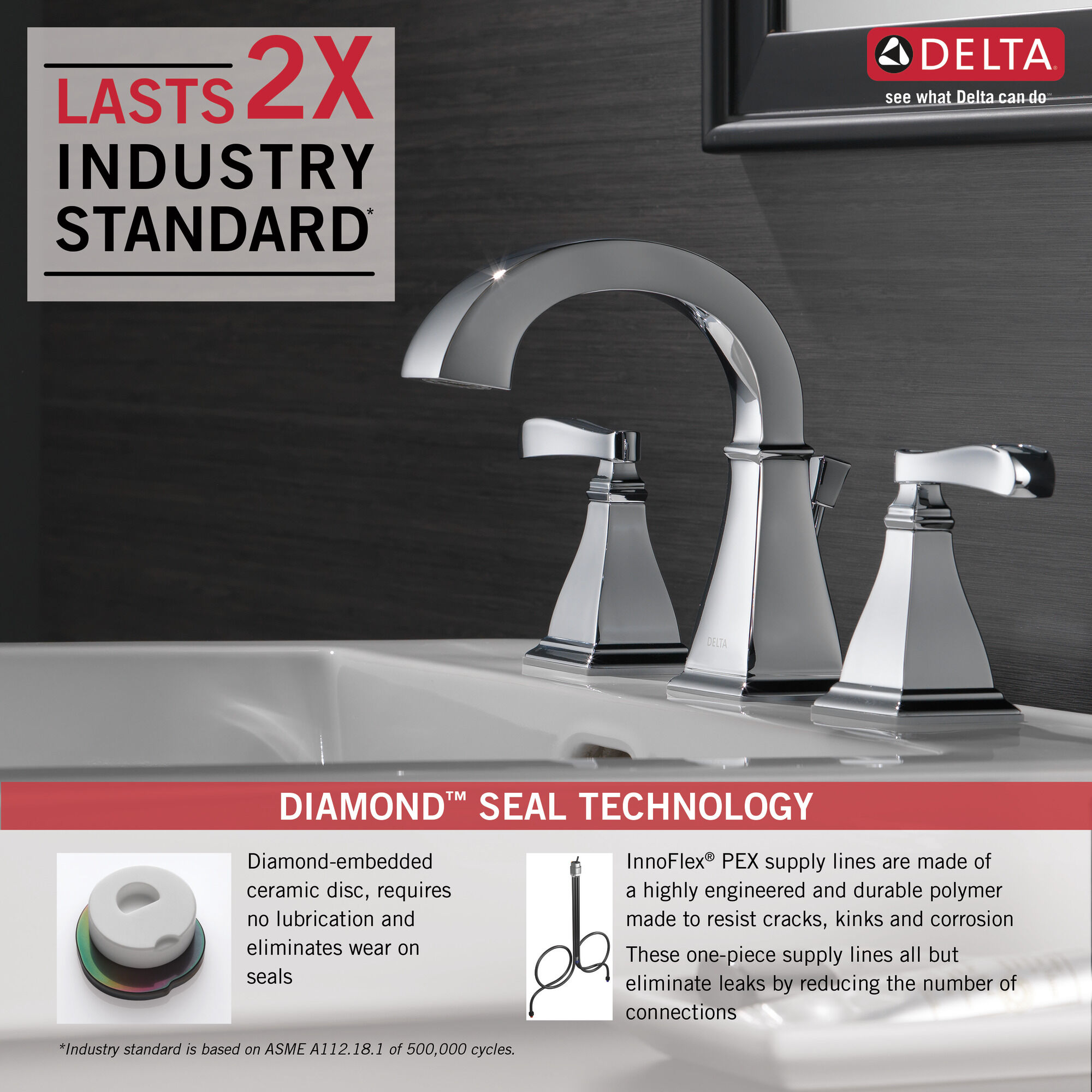 35718-DST Смеситель для ванной комнаты с двумя ручками Delta Faucet Lakewood Хром - Вид №1