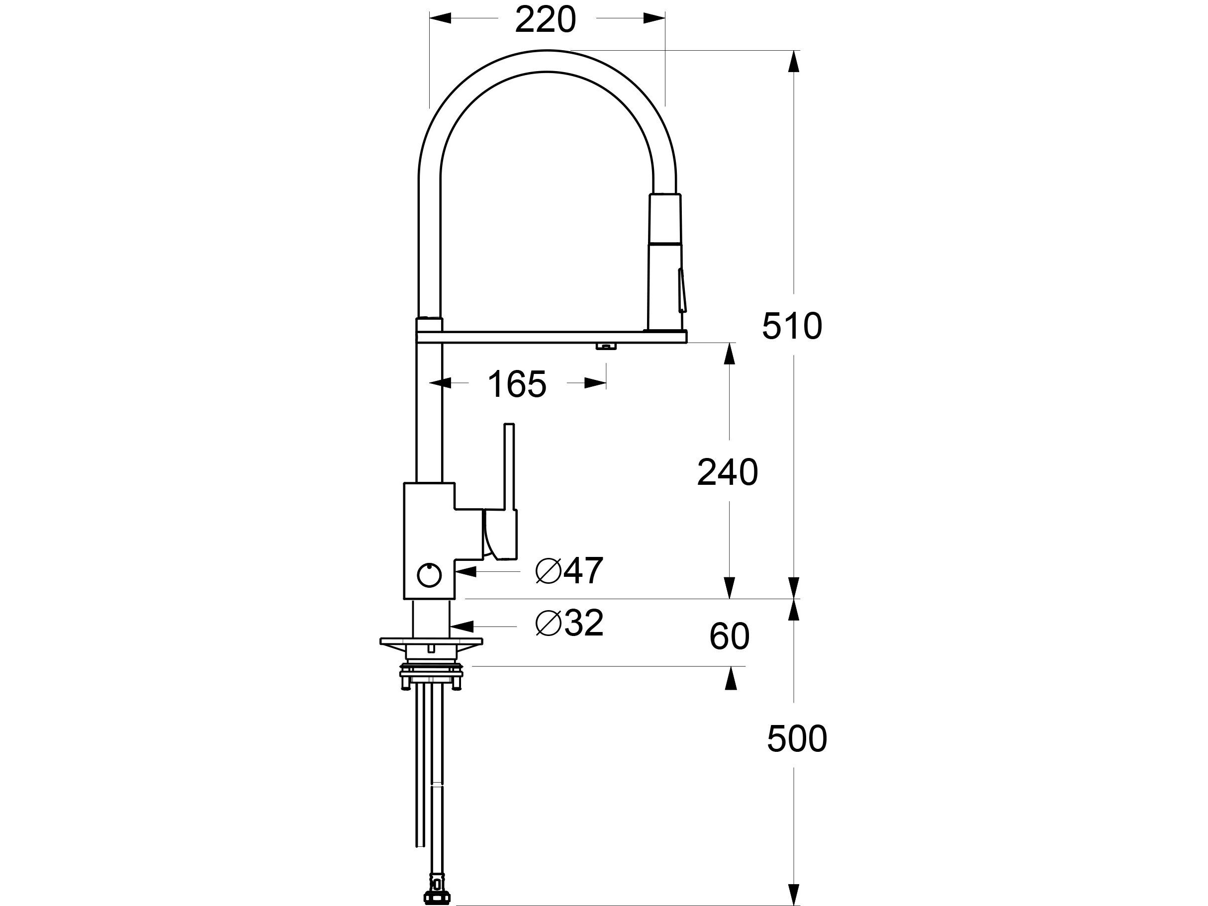 Однорычажный смеситель для кухни с выдвижным ручным душем GUGLIELMI RUBINETTERIE Pura ARCH-00128012 - Вид №4