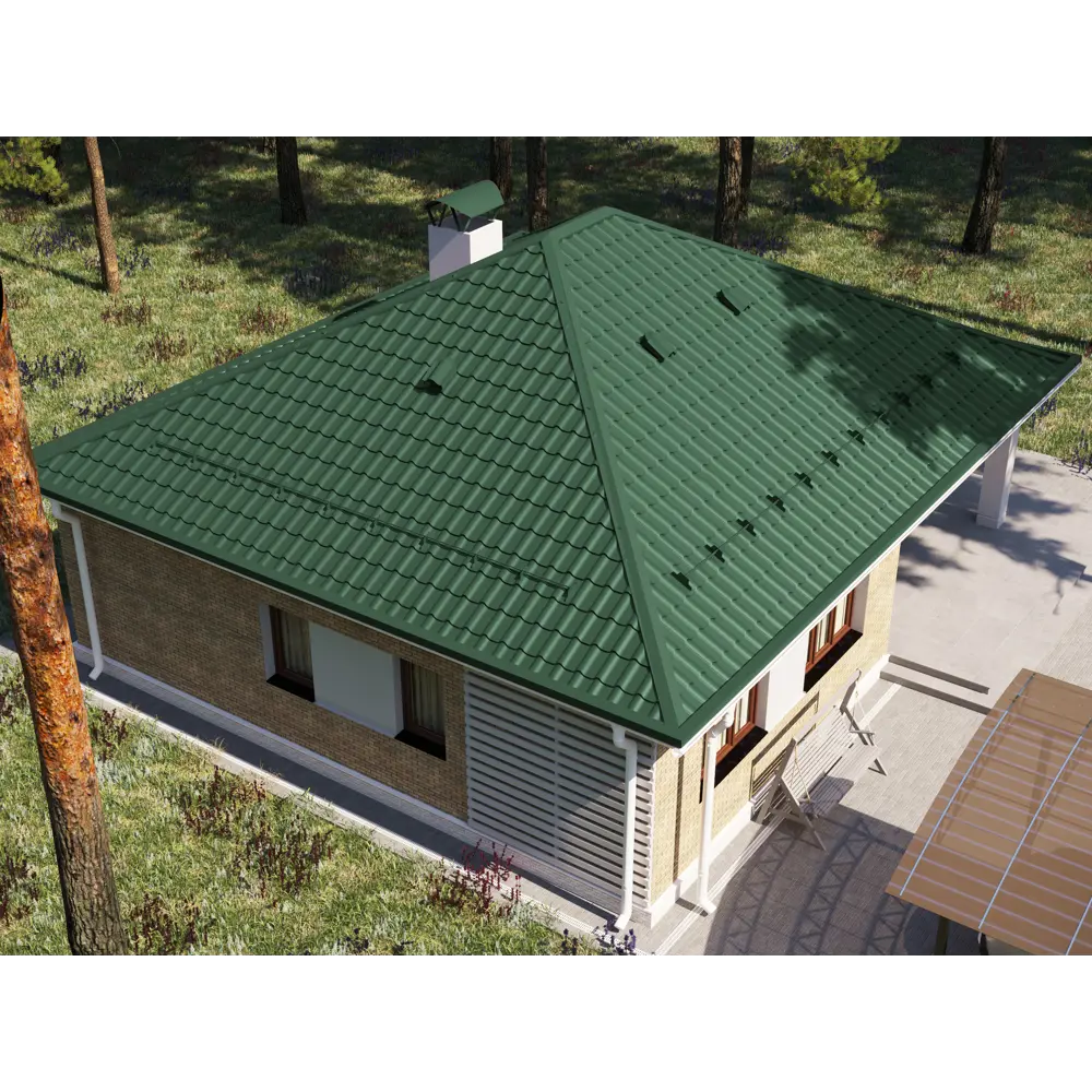 Металлочерепица 0.5 мм 1200x1180 мм RAL 6005 зеленый Santreyd STLM-2080484 - Вид №3