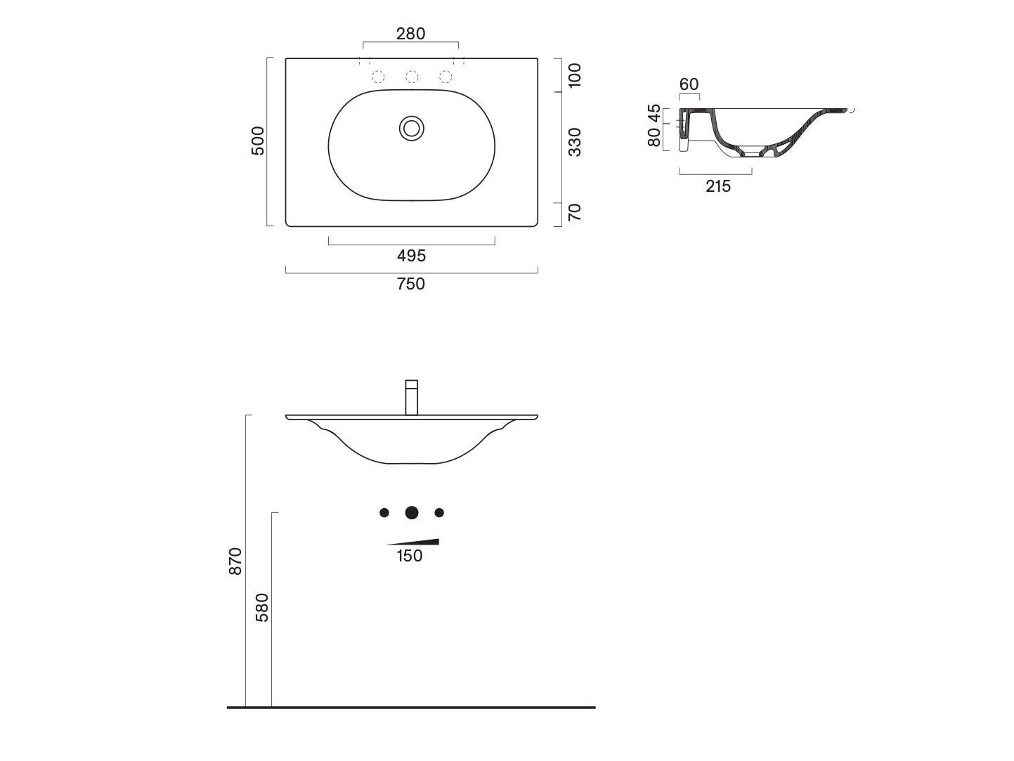 Прямоугольная раковина CERAMICA CATALANO сфера ARCH-00120220 - Вид №4
