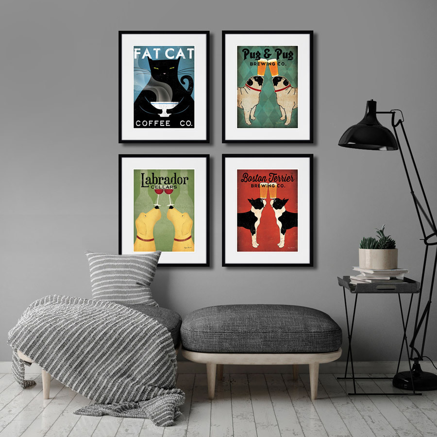 Картина 52х42 см Fat Cat Coffee Co. КАРТИНЫ В КВАРТИРУ  00-3894688 Синий;черный  - Вид №2