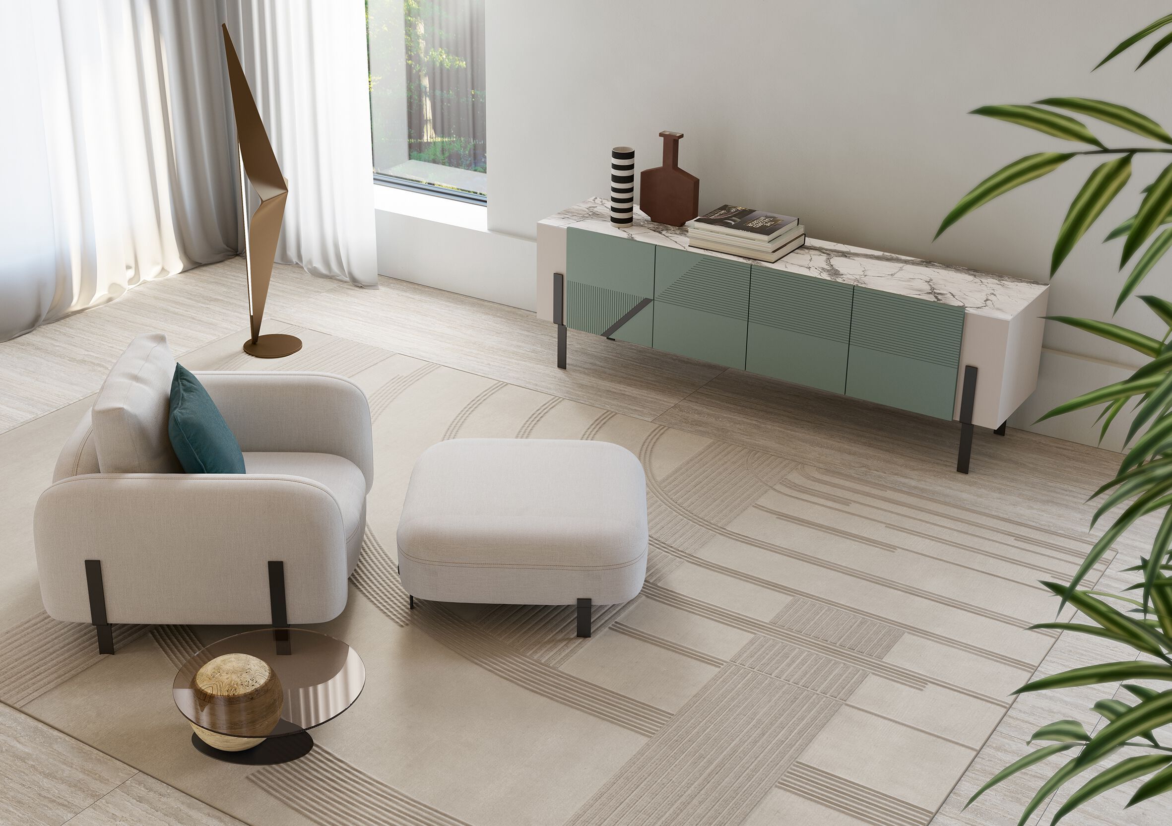 Кожаный квадратный пуф Bizzotto Italia Нара ARCH-00040368 - Вид №1