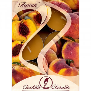 001802 Cвечи в гильзе ароматические 1.6 x 3.8 см 12 г 6 шт. Персик Омский Свечной