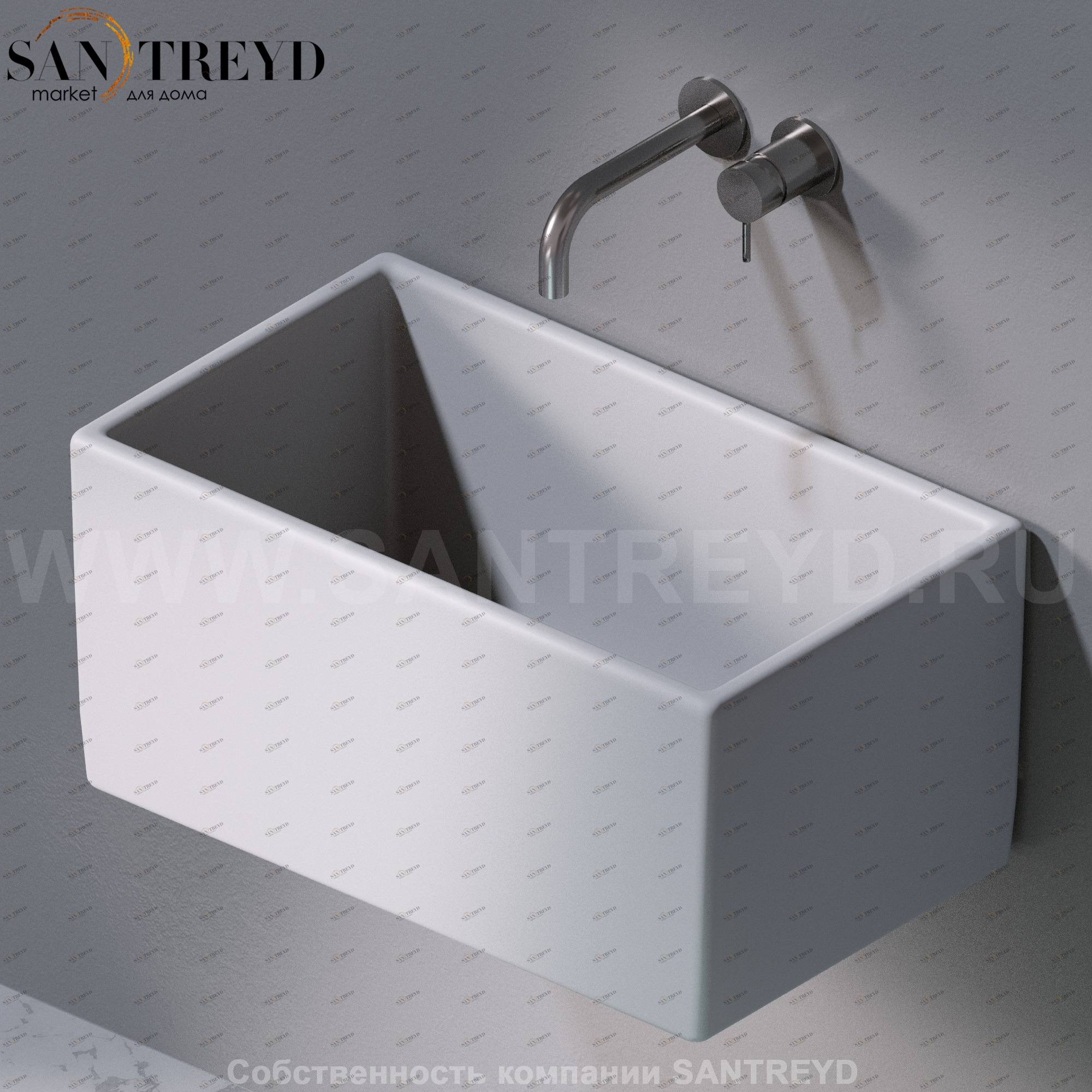 L112117 Подвесная раковина настенная прямоугольная A. e T. Italia Tower серая AeT ITALIA L112130