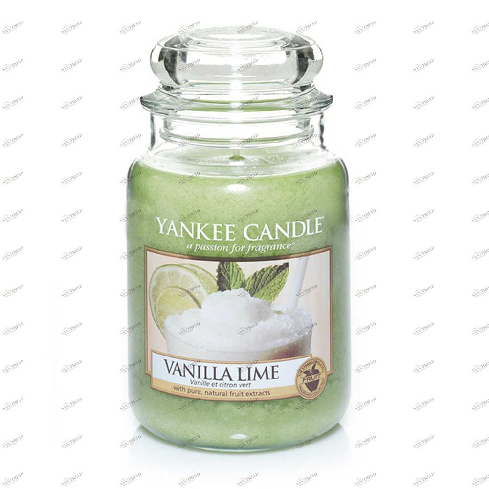 Свеча большая в стеклянной банке "Ваниль и Лайм Vanilla Lime" 623 гр 110-150 часов YANKEE CANDLE ВАНИЛЬ 267808 Зеленый 