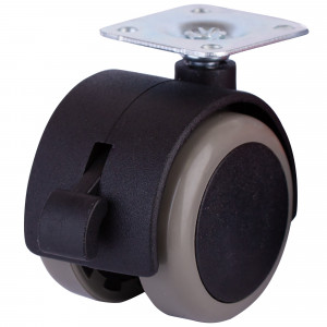 82594536 Колесо поворотное, с тормозом, площадка 50 мм, до 40 кг, цвет серый