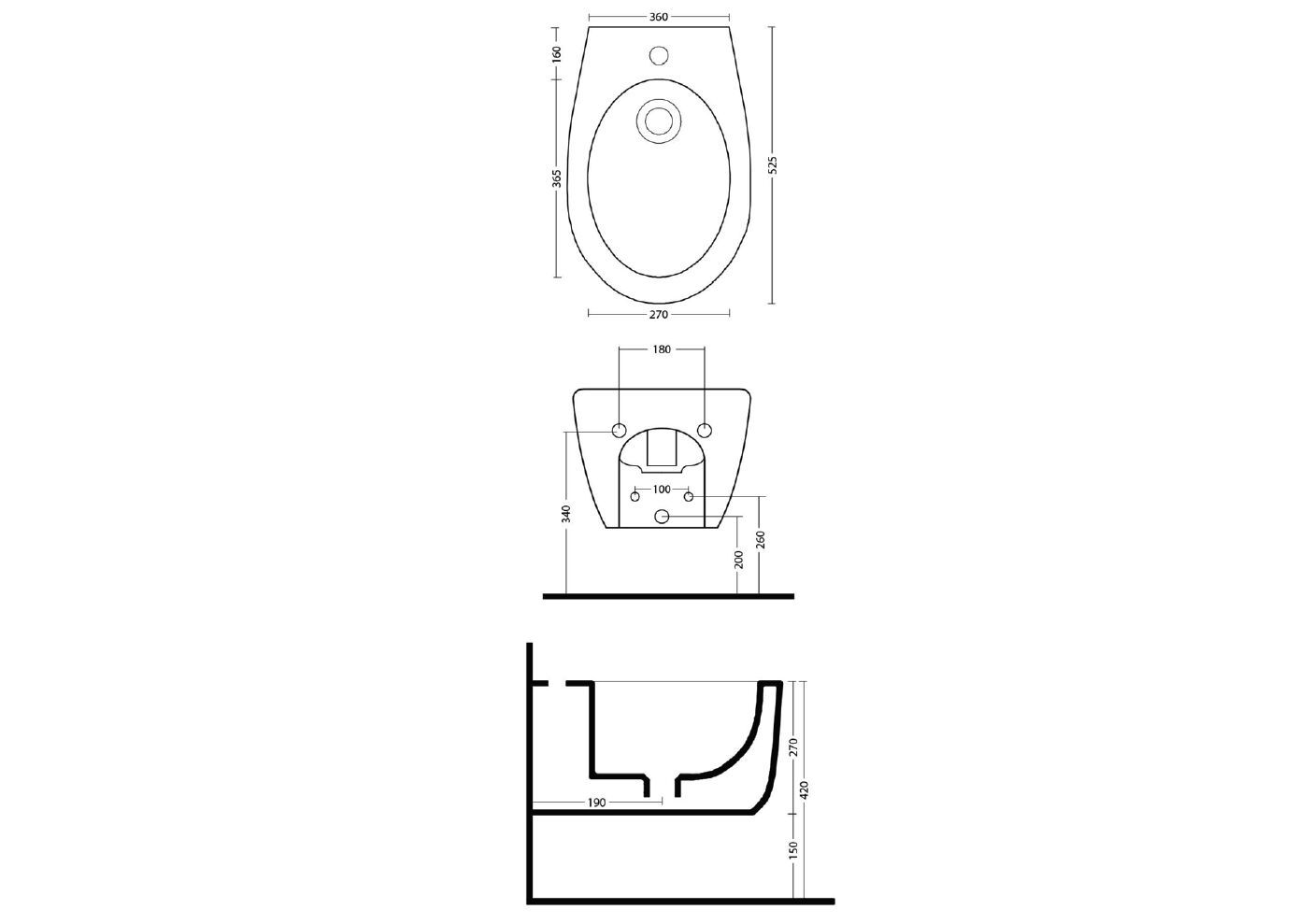 Керамическое подвесное биде с переливом Gaia Mobili Complements ARCH-00093075 - Вид №2