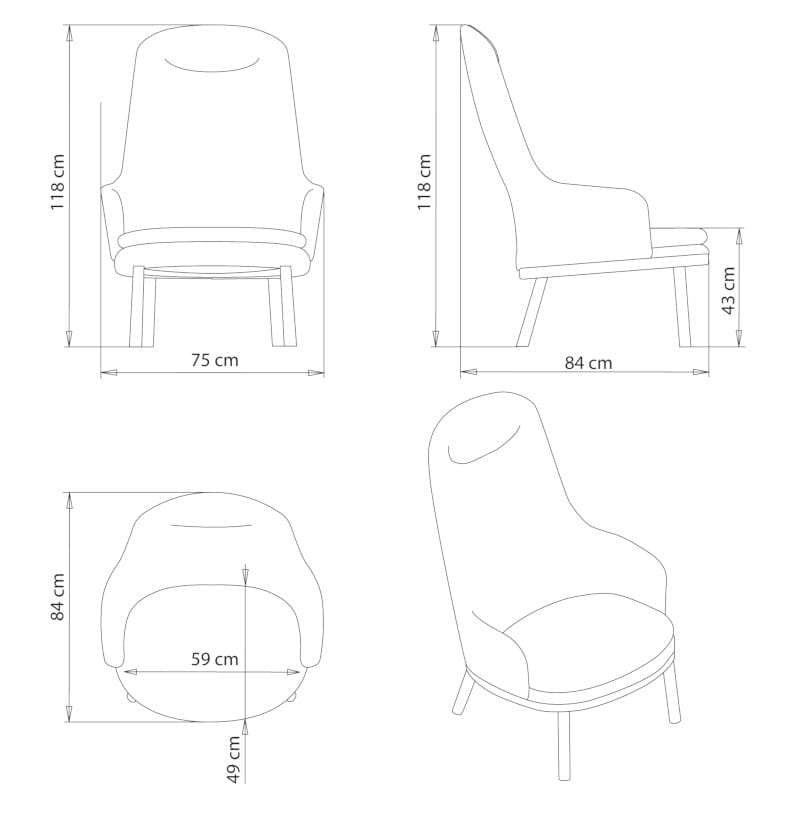 Тканевое кресло с высокой спинкой Et al Agami ARCH-00049873 - Вид №3