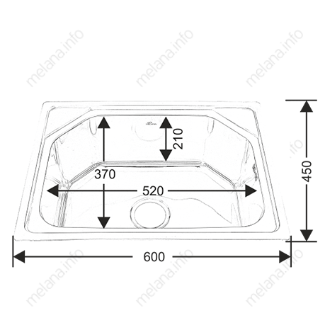 Мойка 6045 MELANA 0,8/210 врезная прямоугольная с сифоном (041 t*10 ) 041 t (*10) - Вид №4