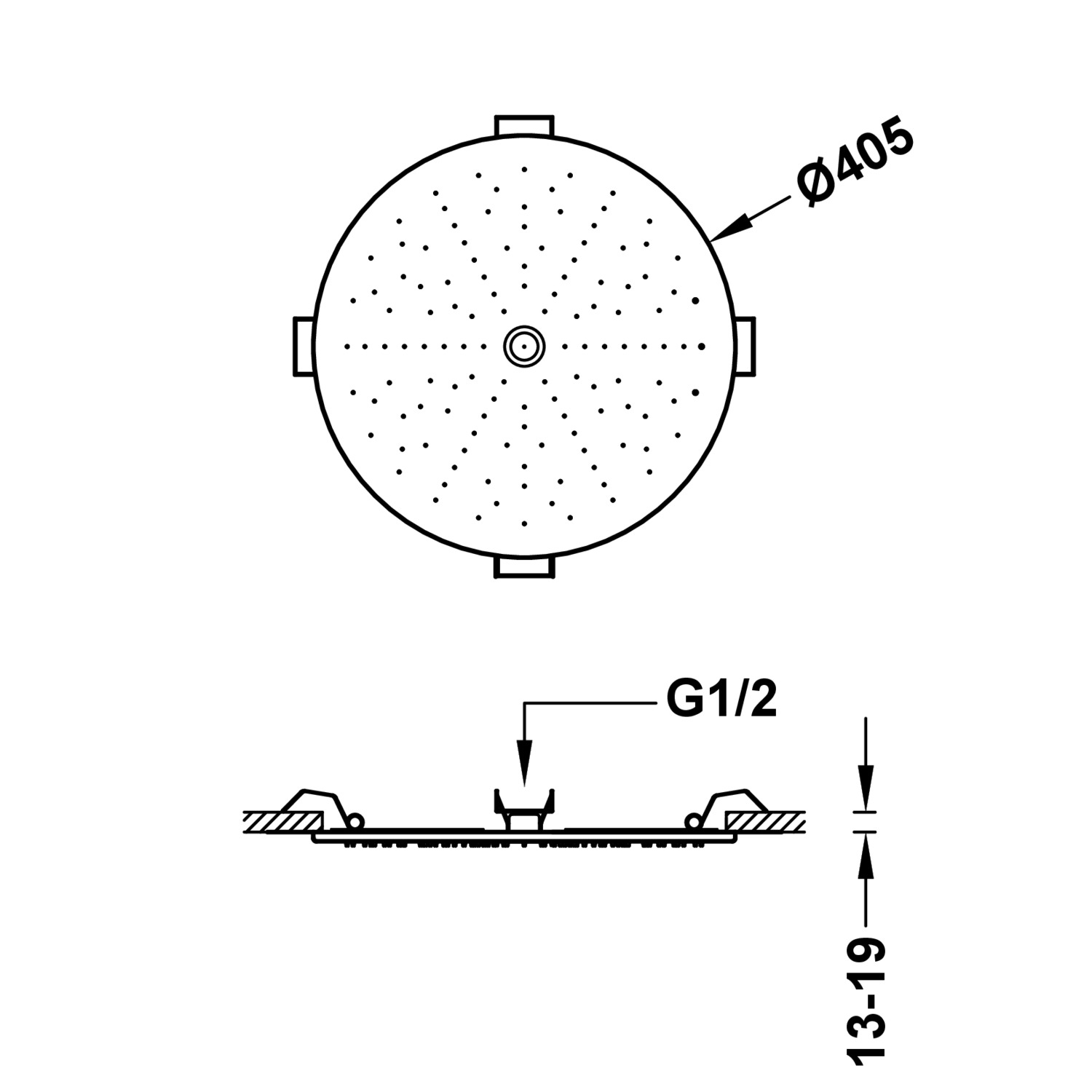 Скрытая потолочная насадка для душа-13495002 TRES Showers - Вид №1