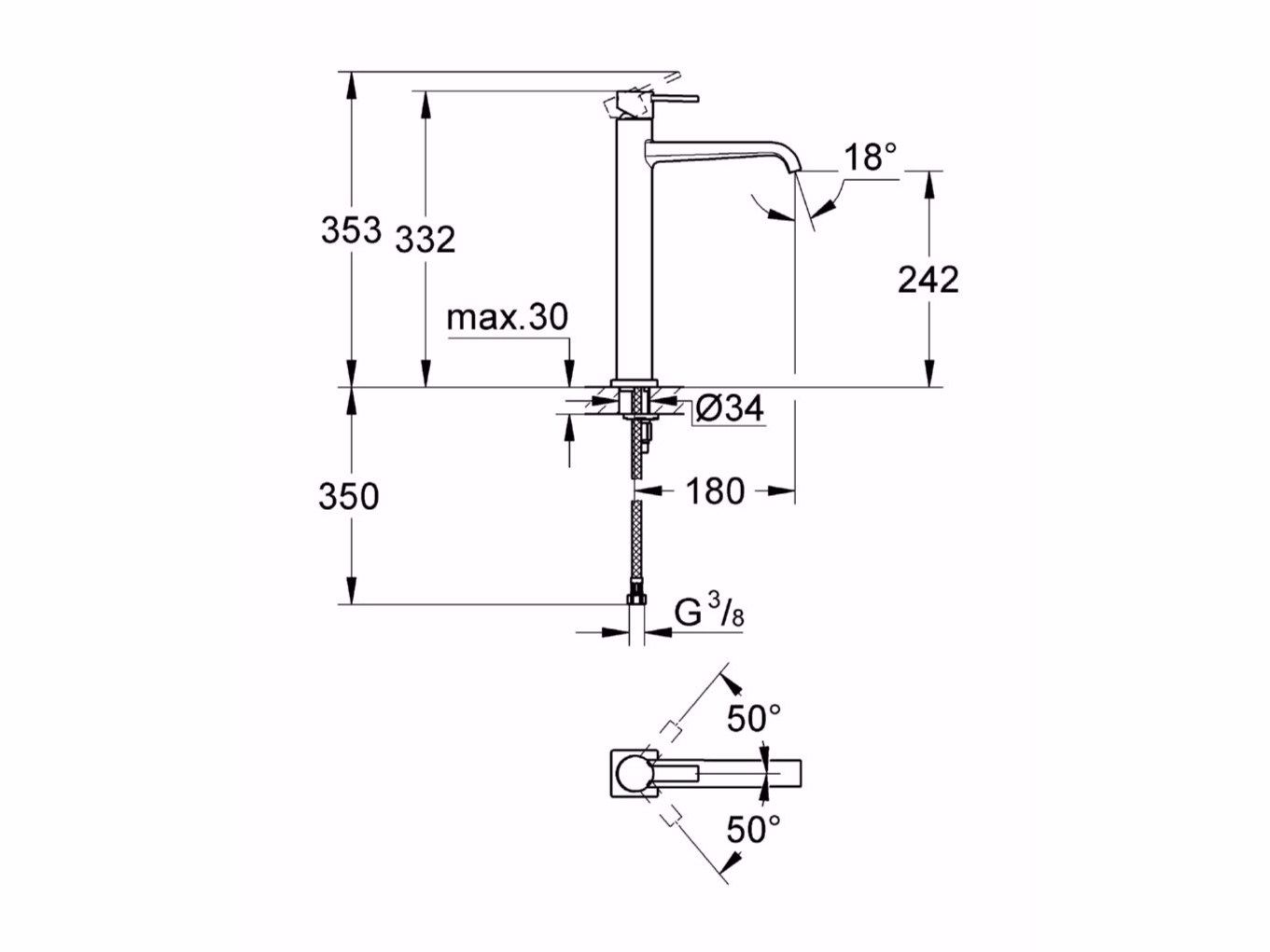 Смеситель для раковины с одним отверстием Grohe Allure ARCH-00074853 - Вид №2