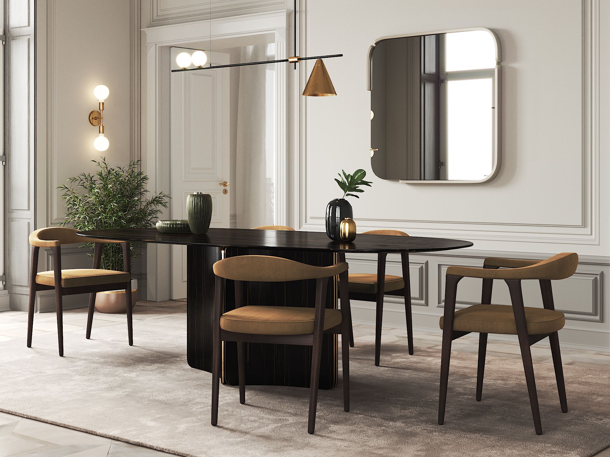 Деревянный мягкий стул с подлокотниками PRADDY Natur ARCH-00105048 - Вид №3