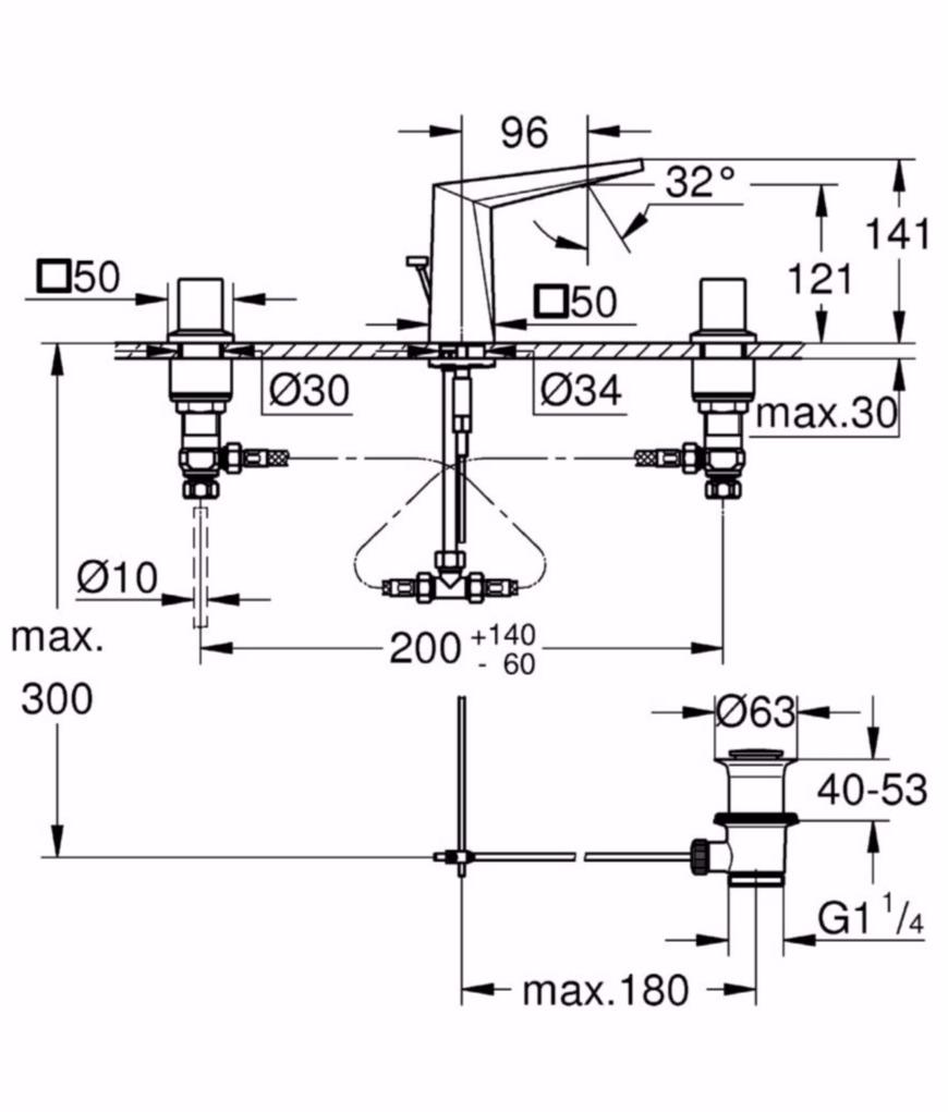 Смеситель для раковины GROHE Allure Brilliant с донным клапаном (низкий излив), хром (20342000) - Вид №1