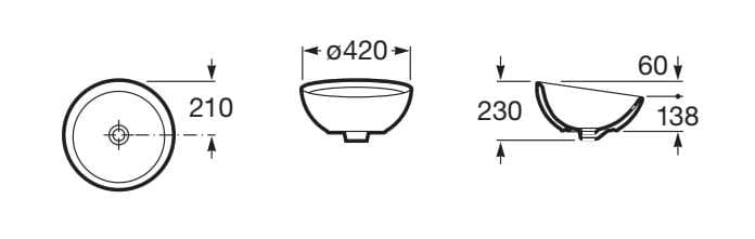 Фарфоровая столешница круглый умывальник Roca BOL 327876..0 ARCH-00138130 - Вид №2