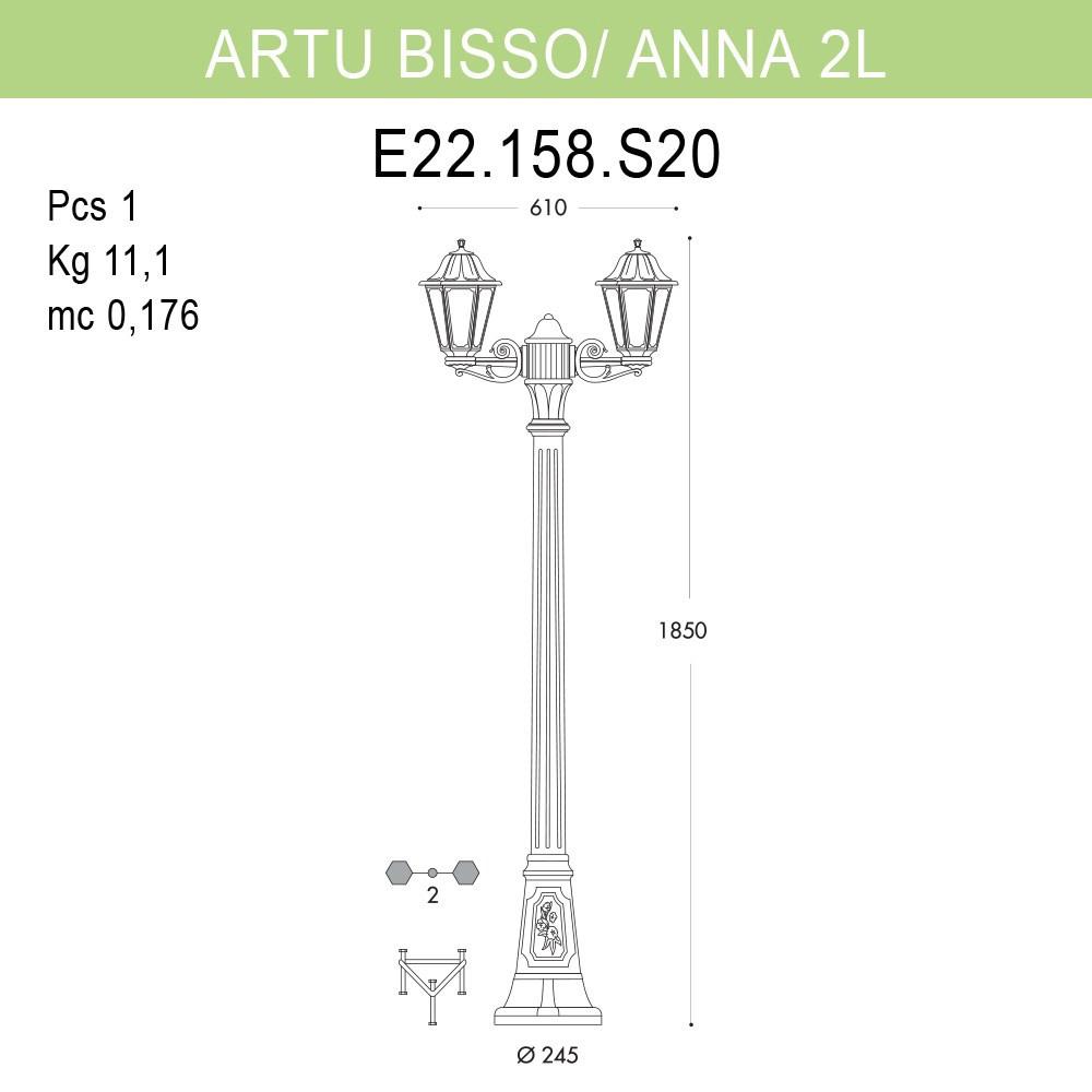 Уличный фонарь Fumagalli Artu Bisso/Anna E22.158.S20.AXF1R FUMAGALLI ФОНАРЬ 268809 Черный  - Вид №1