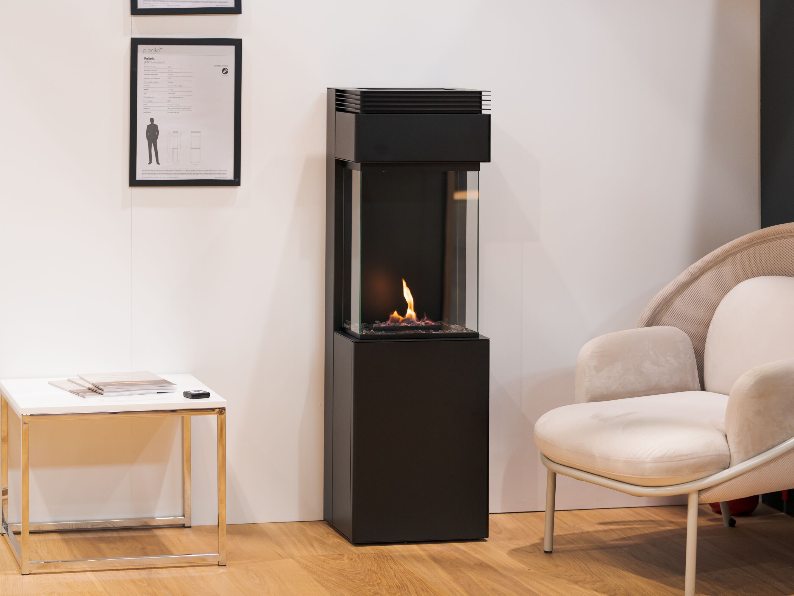 Отдельно стоящий камин из биоэтаноловой стали и стекла Planika POLARIS ARCH-00013028