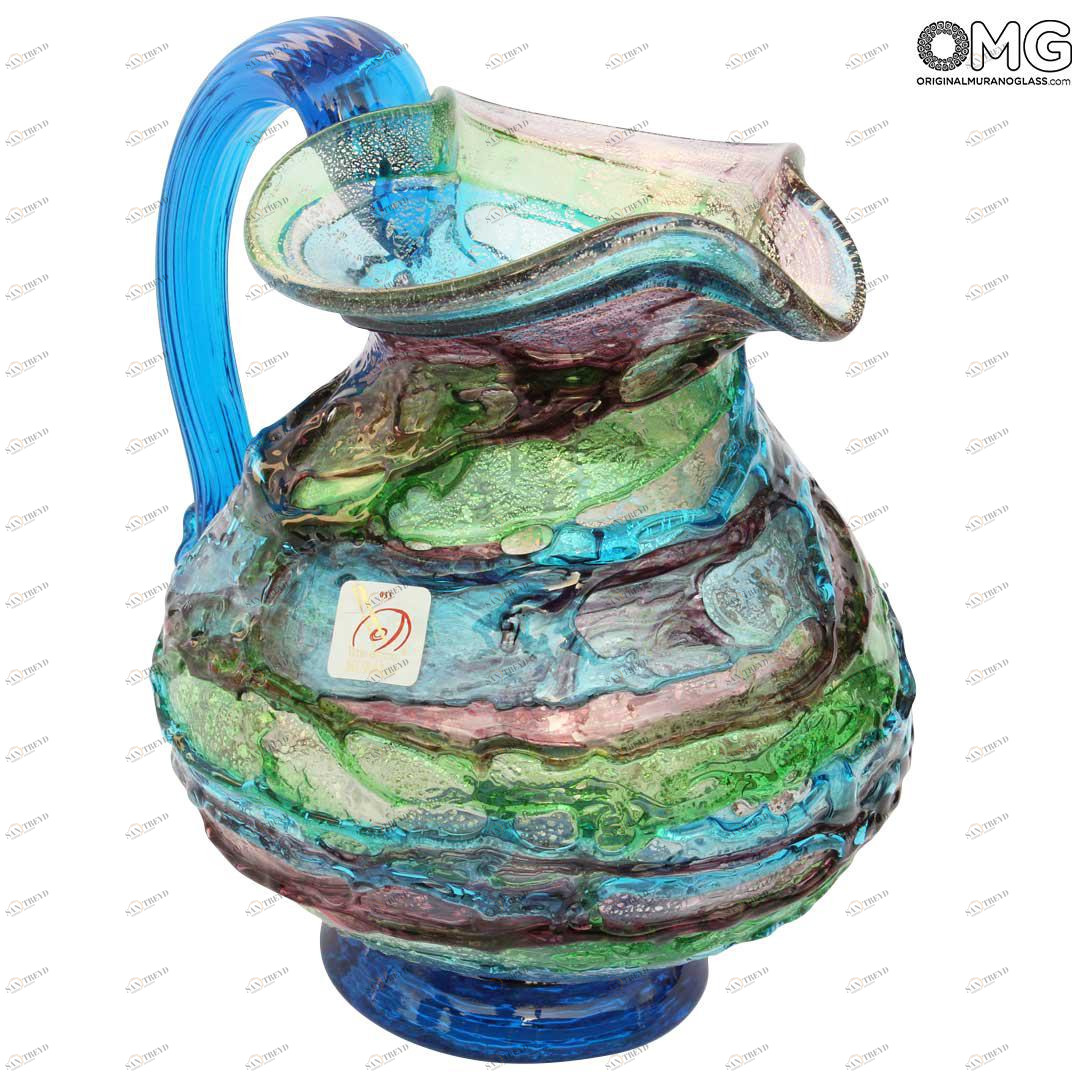 2280 ORIGINALMURANOGLASS Кувшин из муранского стекла Лагуна - сбруффи 17 см 