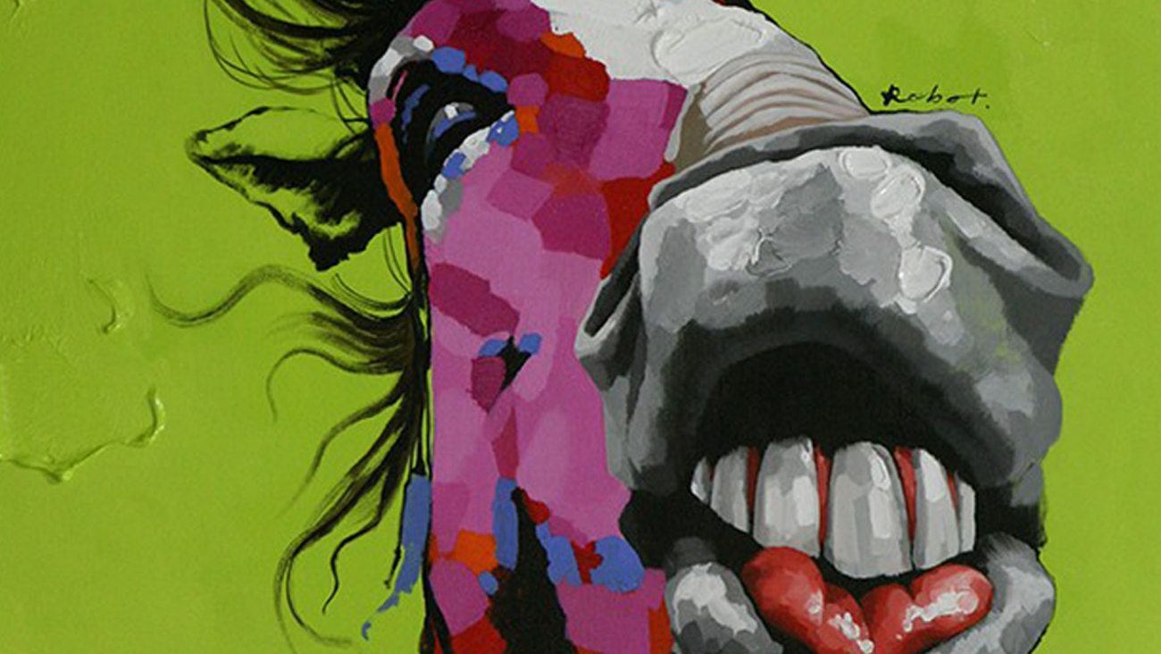 Картина на холсте 100х100 см "Лошадь" EVENHOME КАРТИНЫ МАСЛОМ 129836 Зеленый;фиолетовый  - Вид №2