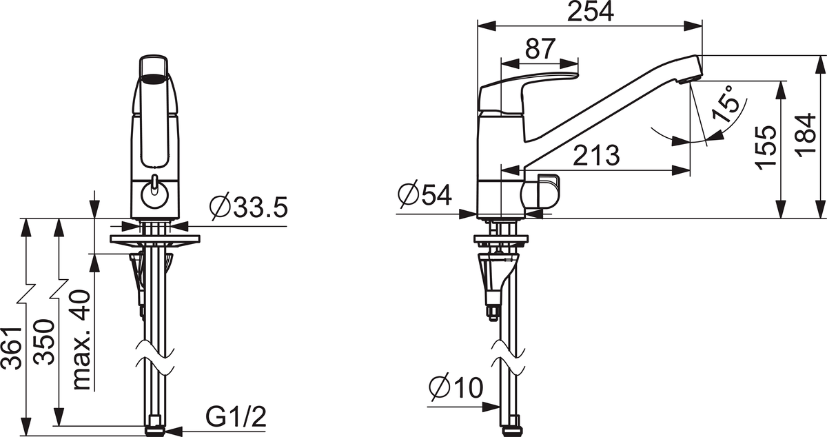 Oras 1035S Смеситель для кухни с клапаном 1035S Safira Хром  - Вид №1