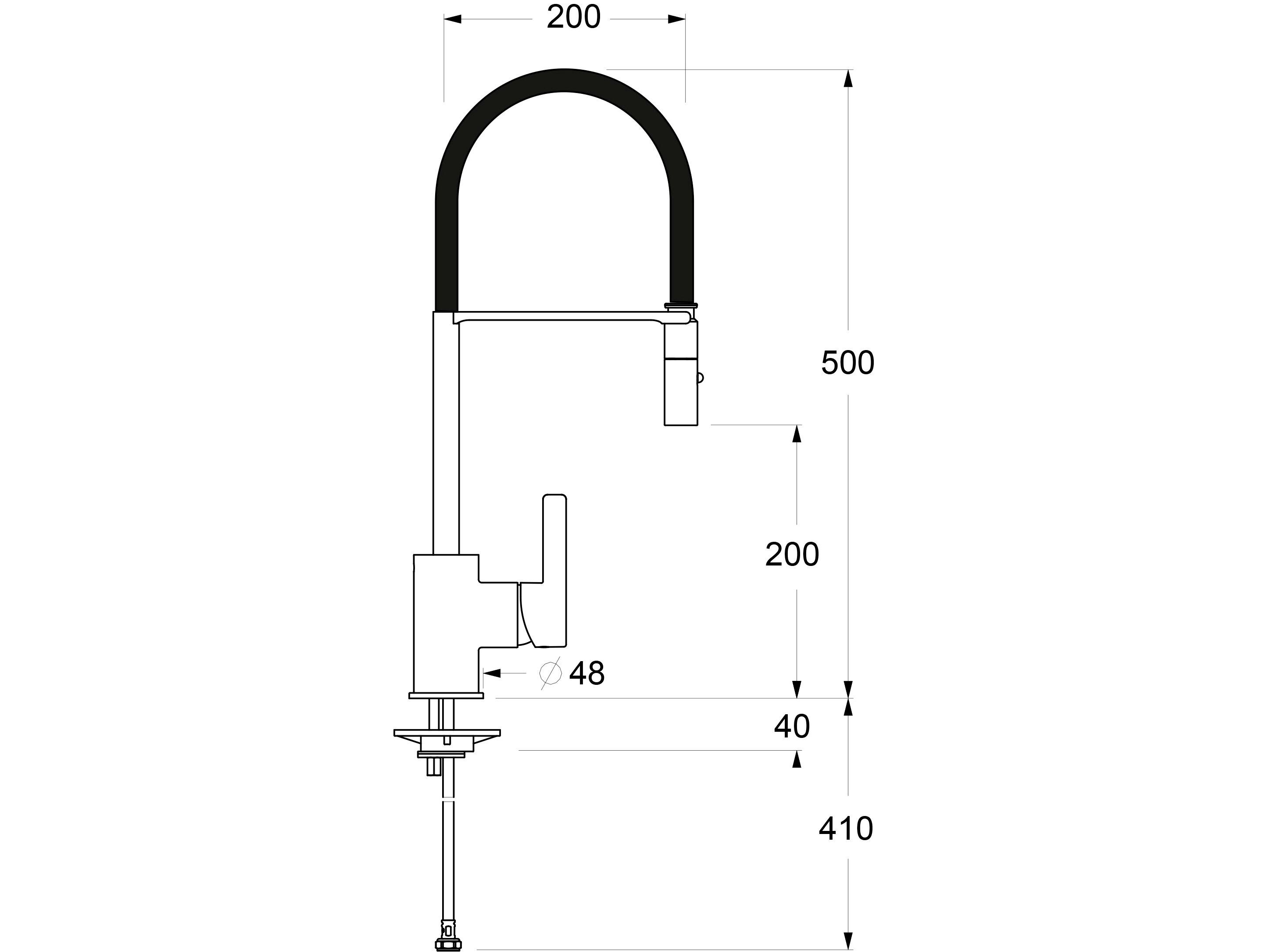 Однорычажный смеситель для кухни с выдвижным ручным душем GUGLIELMI RUBINETTERIE Rialto ARCH-00046243 - Вид №4